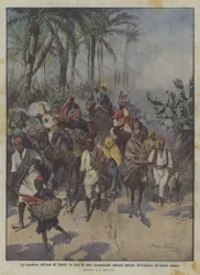 Evakuierung der Oase von Tripolis, die Flucht von über sechzigtausend Einwohnern vor dem Vormarsch unserer Soldaten